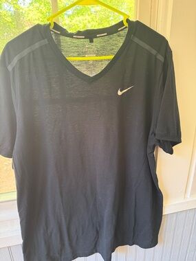 Nike Black V-Neck Dri-FIT Short Sleeve Tee